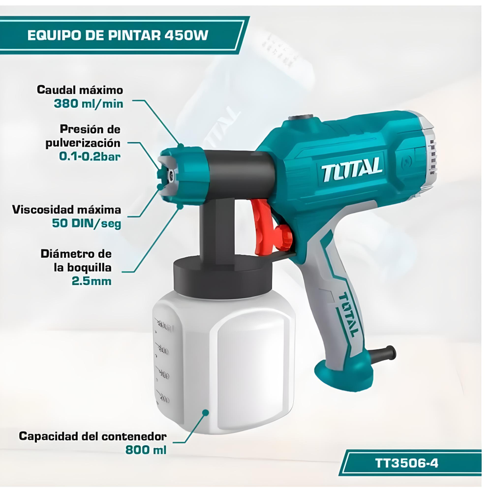 Máquina De Pintar Eléctrica Latex 450w- TOTAL - Imagen 2